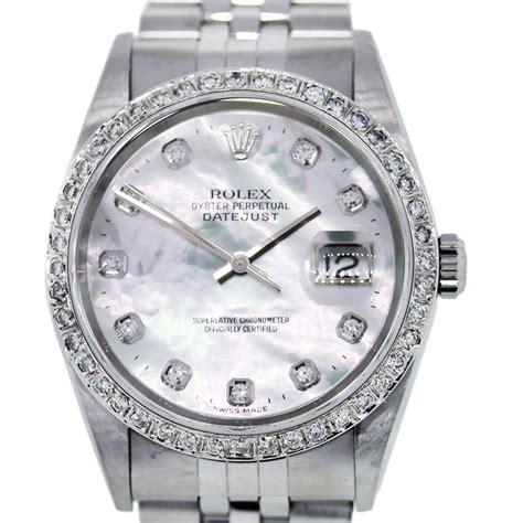 rolex datejust mens watch with diamonds 16234g